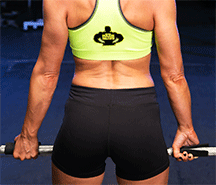 Athlete and fitness model Jennifer England gets a better grip and great protection in CrossFit(R) with Big Back Grips.
